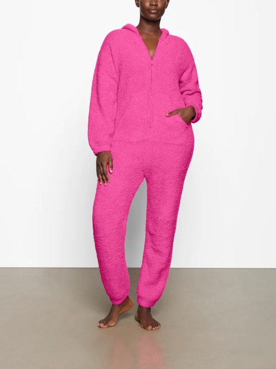 SKIMS Pants - SKIMS Cozy Knit Unisex Hooded Half Zip Boucle Onesie Cotton Candy XL